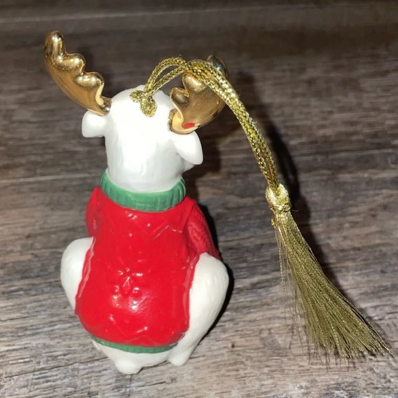 LENOX Porcelain Moose Monogram Initial “S” Christmas Tree Ornament 4” - Picture 4 of 7